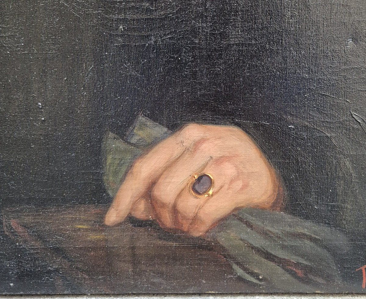 Ritratto d uomo daglli occhi blu, dipinto di B. Piccioli Nobili Italia XIX Secolo-photo-3