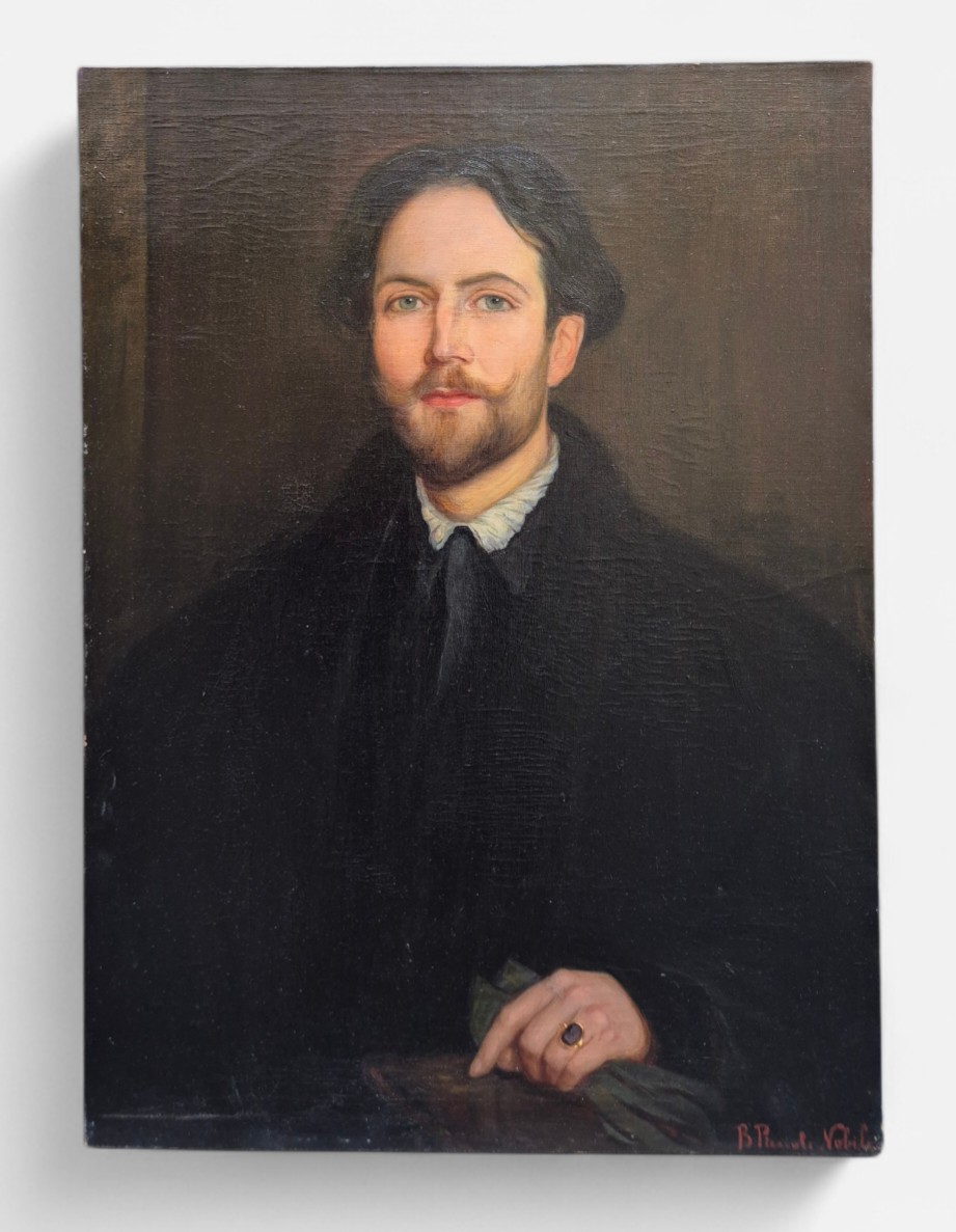 Ritratto d uomo daglli occhi blu, dipinto di B. Piccioli Nobili Italia XIX Secolo
