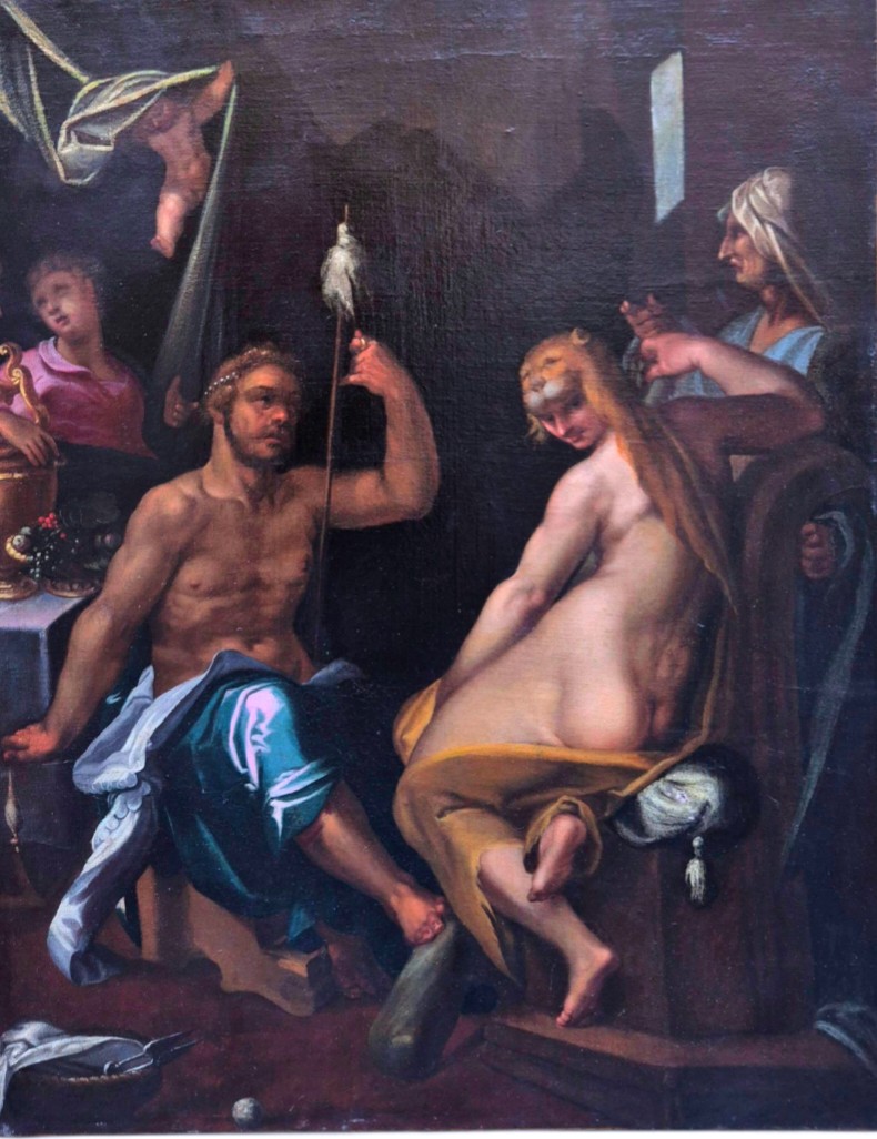 Ercole ed Onfale, Dipinto scuola di Praga XVI Secolo 