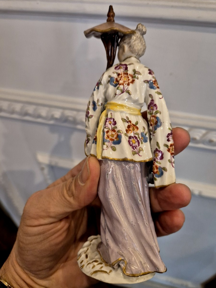 Coppia di figurine di Cinesi in porcellana Meissen XVIII secolo-photo-2