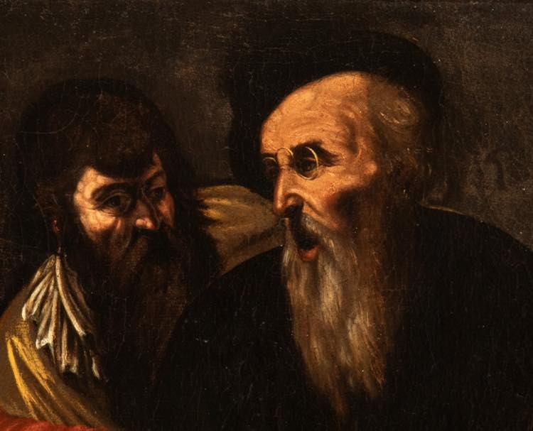 Cristo fra i dottori , Dipinto, Seguace del caravaggio Napoli XVII Secolo -photo-3