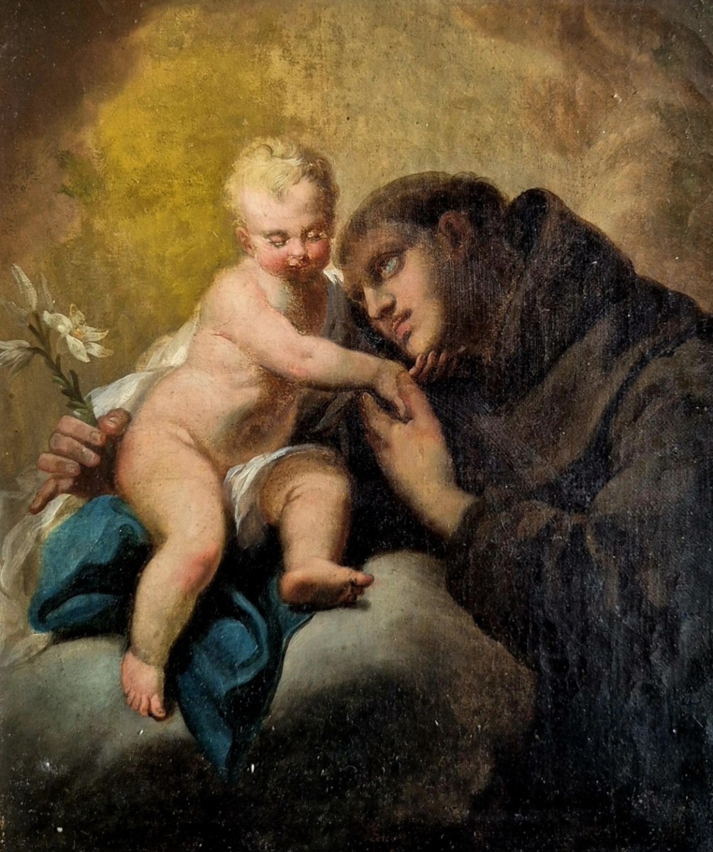 Sant Antonio col Bambino Gesù, Dipinto, Venezia XVIII Secolo -photo-2
