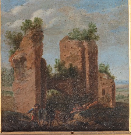 Paesaggio con Trofei di Mario, Dipinto di Willem Van Niulandt II, Fiandre XVII Sec. -photo-2