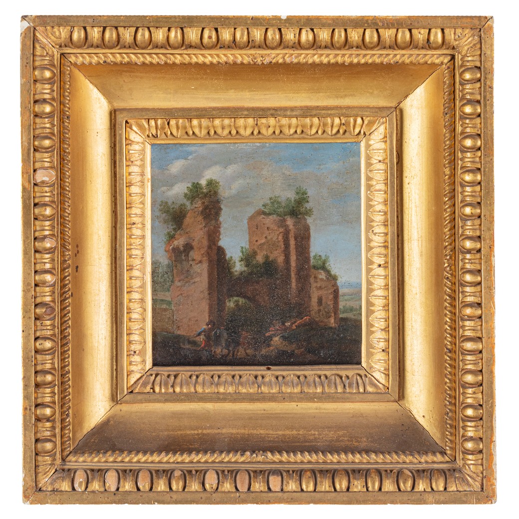 Paesaggio con Trofei di Mario, Dipinto di Willem Van Niulandt II, Fiandre XVII Sec. 