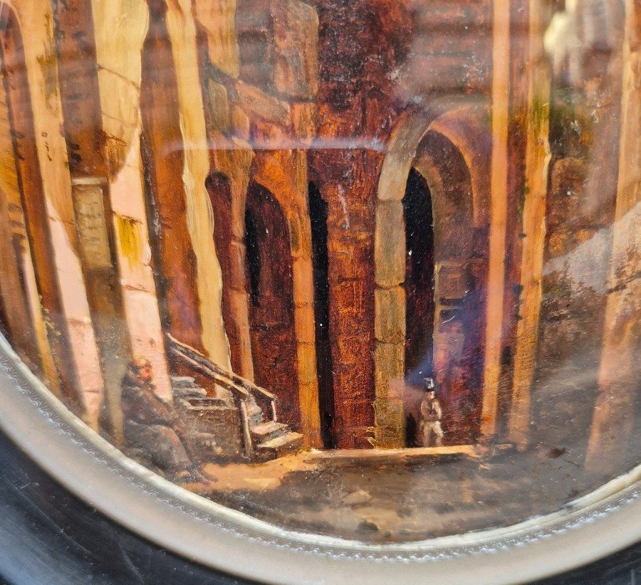 Interno del Colosseo, dipinto sottovetro  , Roma XIX Secolo Grandtour-photo-3