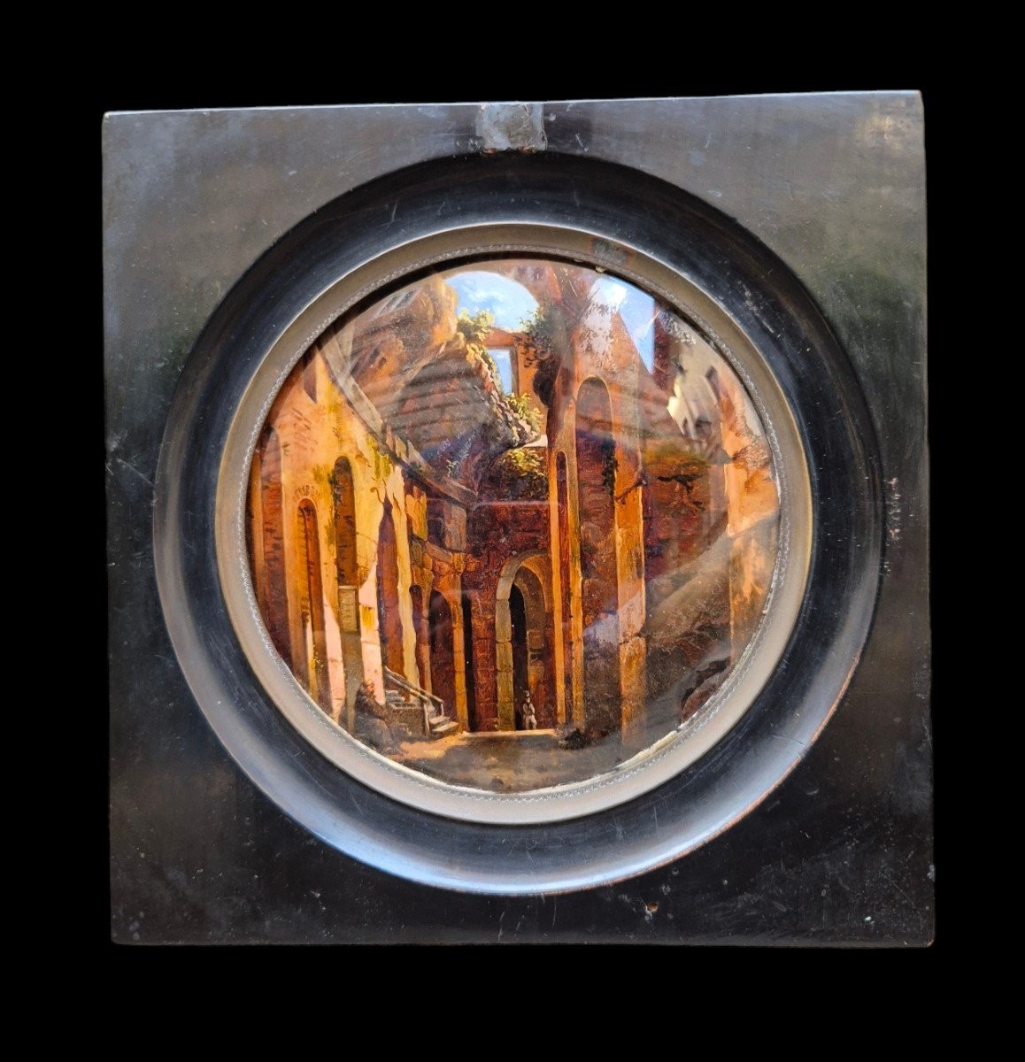 Interno del Colosseo, dipinto sottovetro  , Roma XIX Secolo Grandtour-photo-1