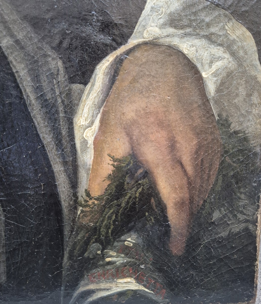 ritratto d uomo con corona da poeta , dipinto Italia XIX Secolo -photo-3