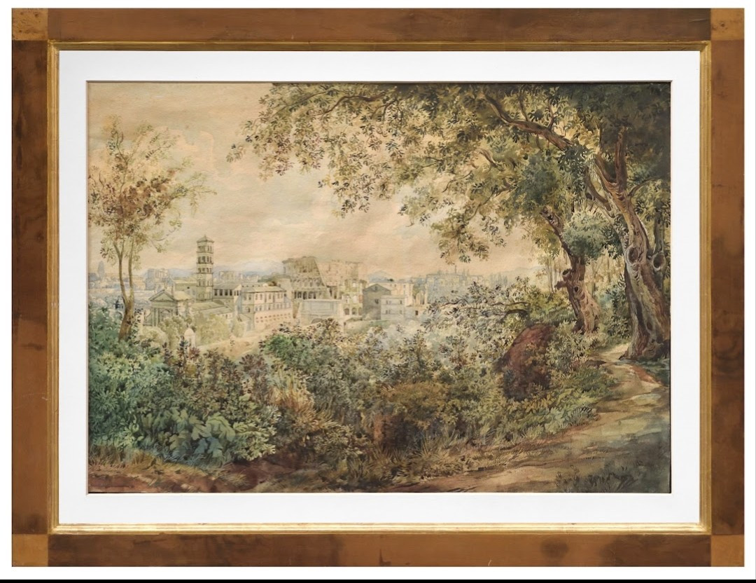 Veduta del Colosseo visto dal Palatino, Dipinto , XIX Secolo Grand tour