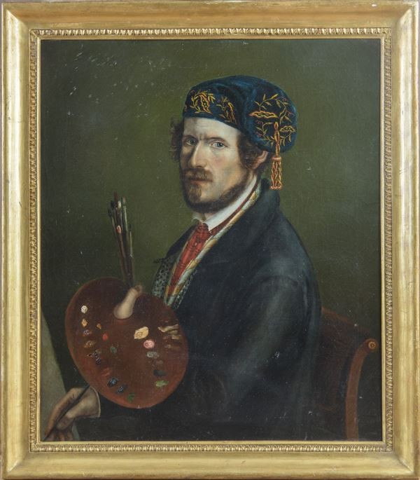 Auroritratto di pittore , dipinto Italia XIX Secolo 