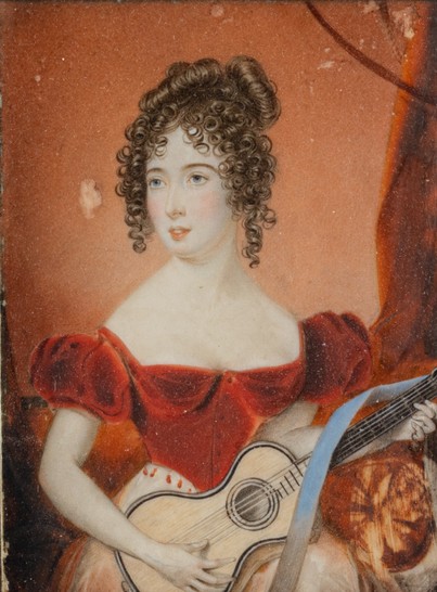 Ritratto di ragazza con chitarra, Dipinto XIX Secolo-photo-2