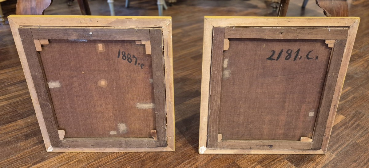 Coppia di vedute del portico del Pantheon , Dipinti Italia XIX Secolo Grand Tour-photo-4