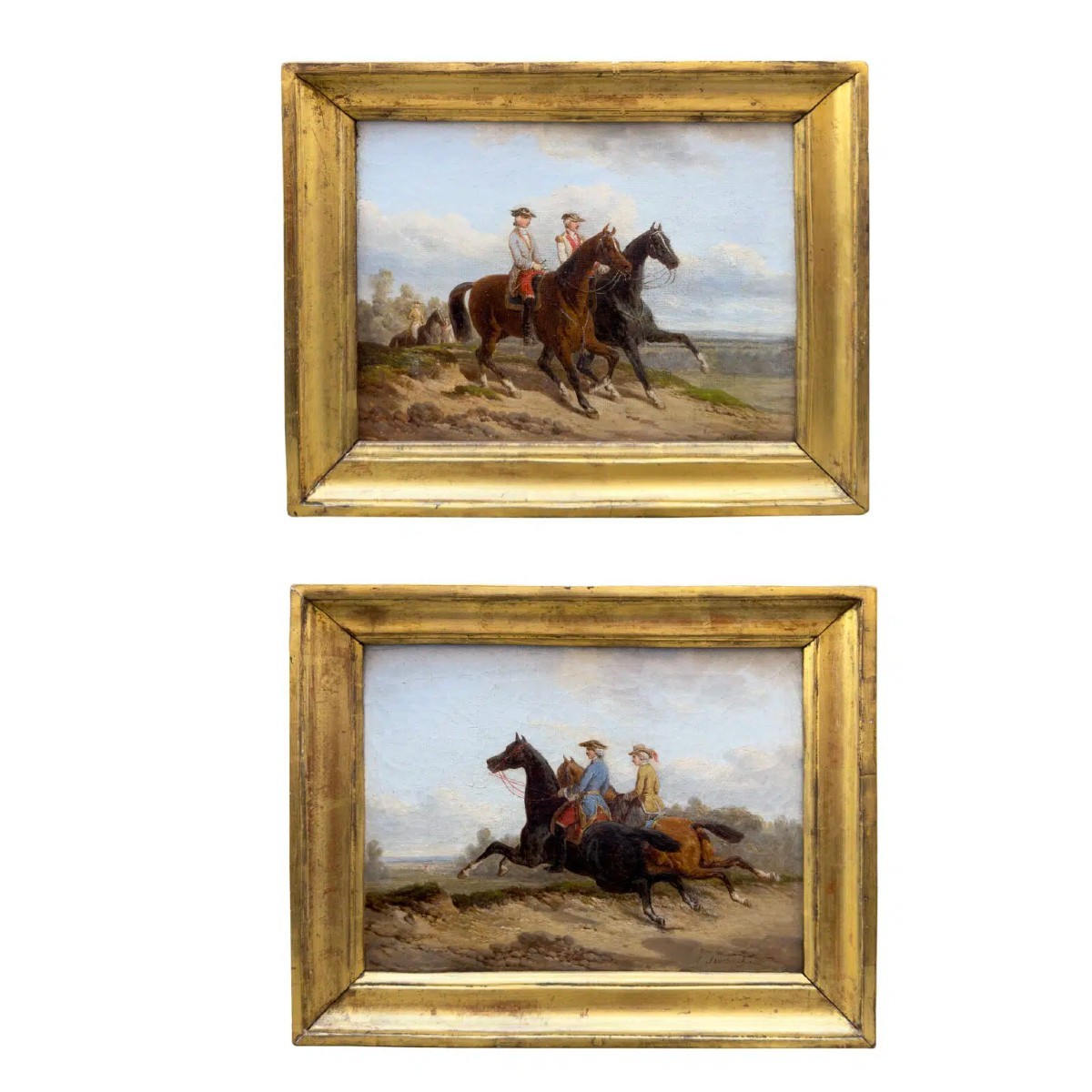 Passeggiate a Cavallo. Quadri di E.B.J, Swebach Francia XIX secolo 