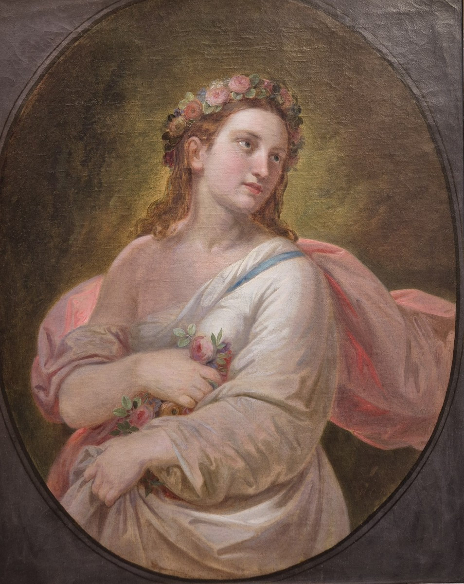 Flora , Dipinto di N. Carta . Italia XIX Secolo -photo-2