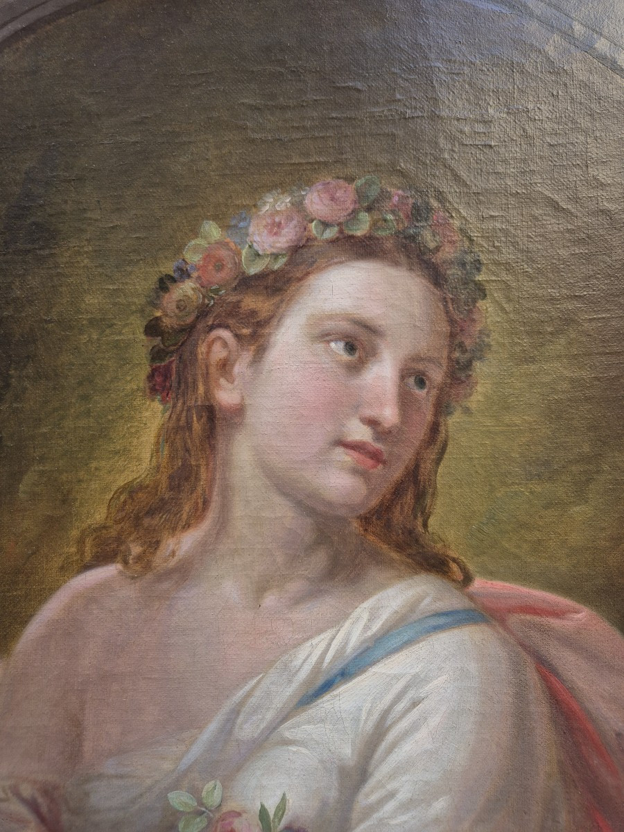 Flora , Dipinto di N. Carta . Italia XIX Secolo -photo-4