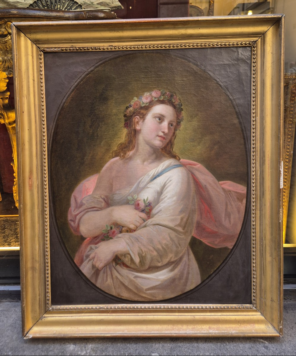 Flora , Dipinto di N. Carta . Italia XIX Secolo 