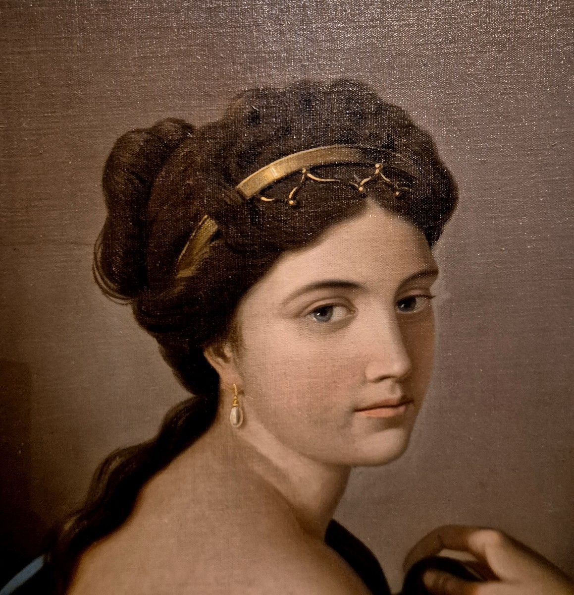 Ritratto di donna di spalle, dipinto , scuola milanese XIX Secolo-photo-2