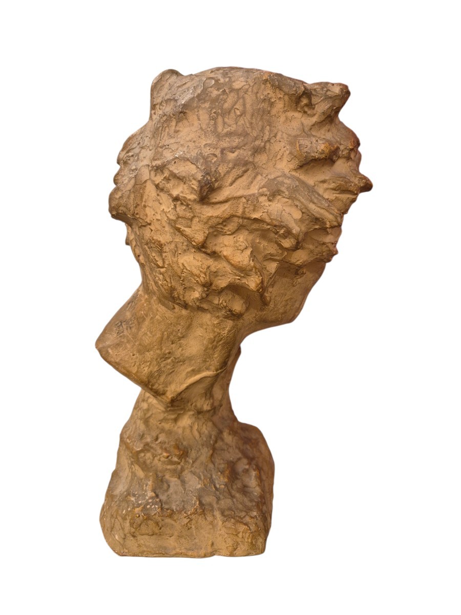 testa d uomo, scultura di U. Cipriani, italia inizio XX Secolo-photo-3