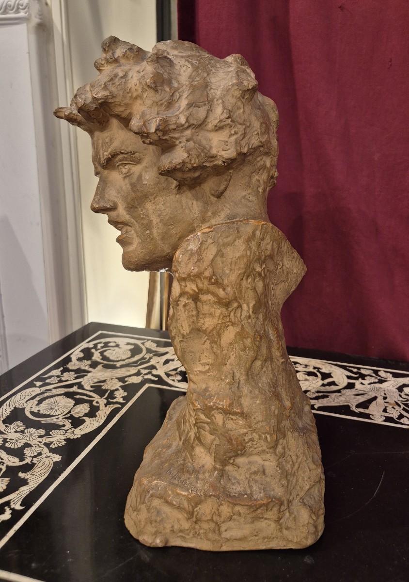 testa d uomo, scultura di U. Cipriani, italia inizio XX Secolo-photo-4