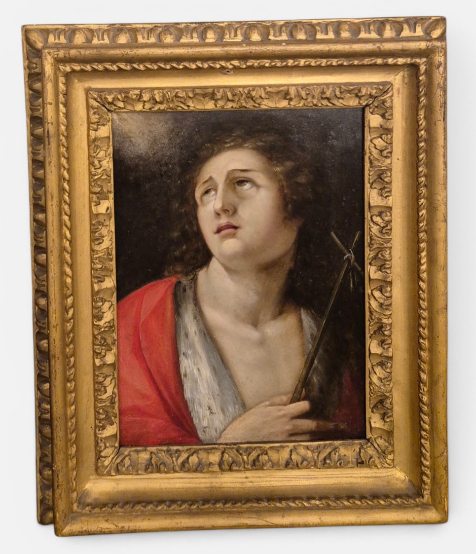 San Giovanni Battista , dipinto olio su rame , Italia XVII Secolo