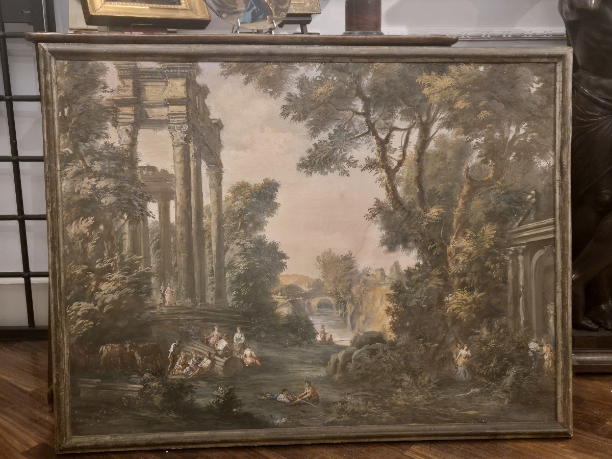 Paesaggio con rovine e figure, Dipinto Italia XIX Secolo grandtour-photo-2