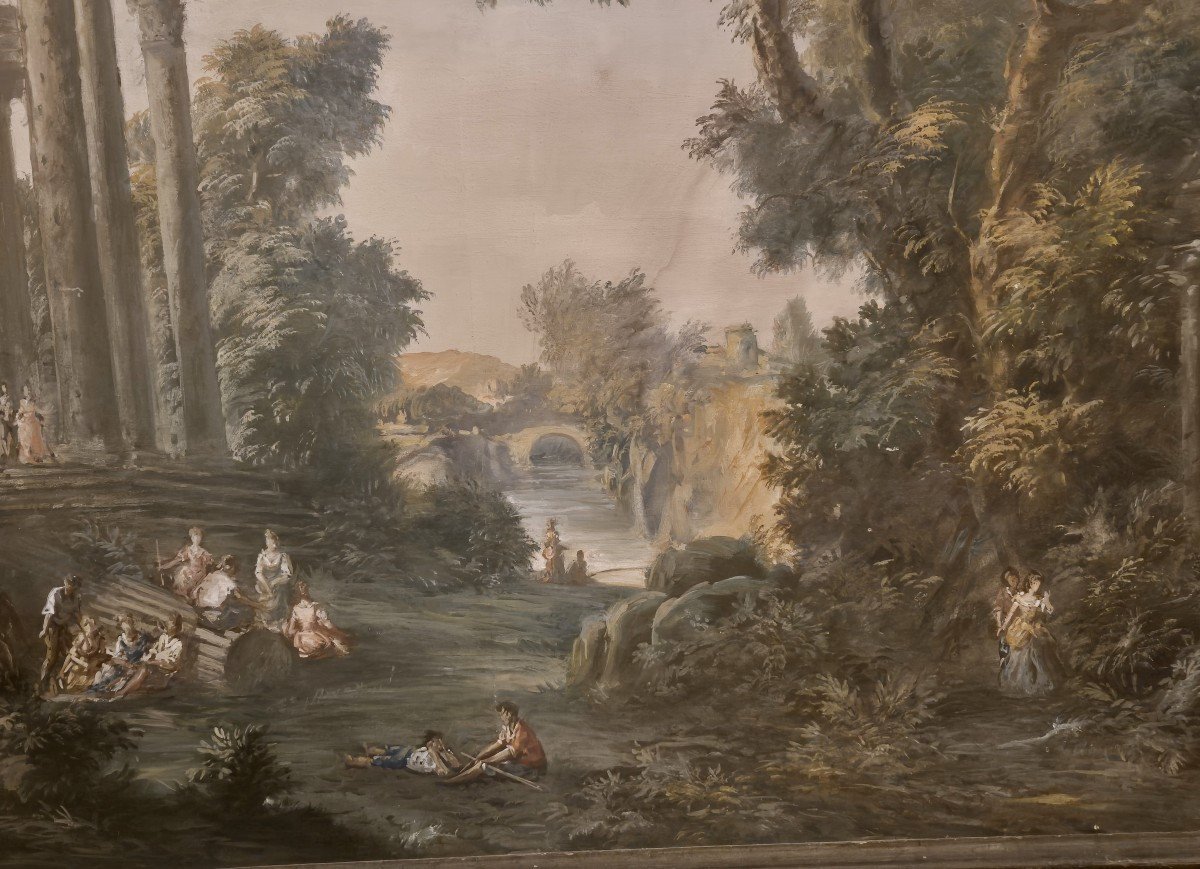 Paesaggio con rovine e figure, Dipinto Italia XIX Secolo grandtour-photo-2