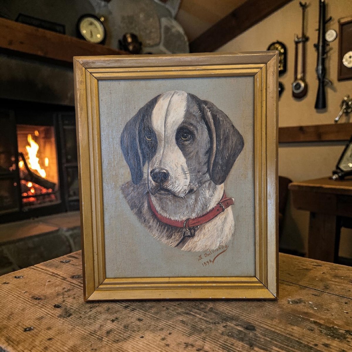 Ritratto di cane , dipinto Italia XIX Secolo -photo-2