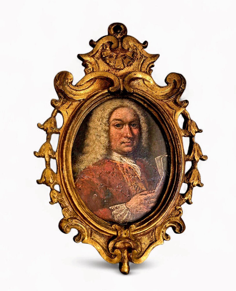 Ritratto d uomo con lettera o partitura, dipinto , Italia XVIII Secolo