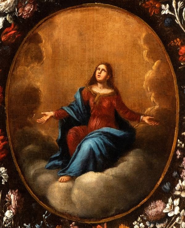 Madonna tra le nubi , Dipinto , Roma XVII Secolo -photo-2
