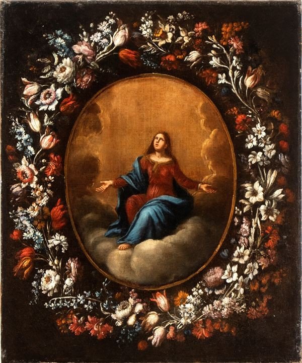 Madonna tra le nubi , Dipinto , Roma XVII Secolo 