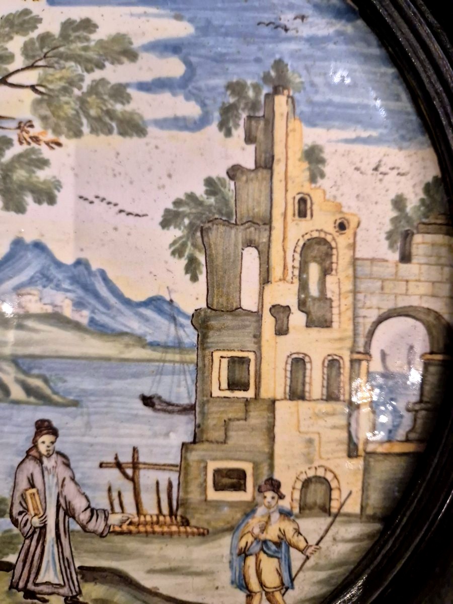 Placca maiolica Castelli XVIII secolo  -photo-2