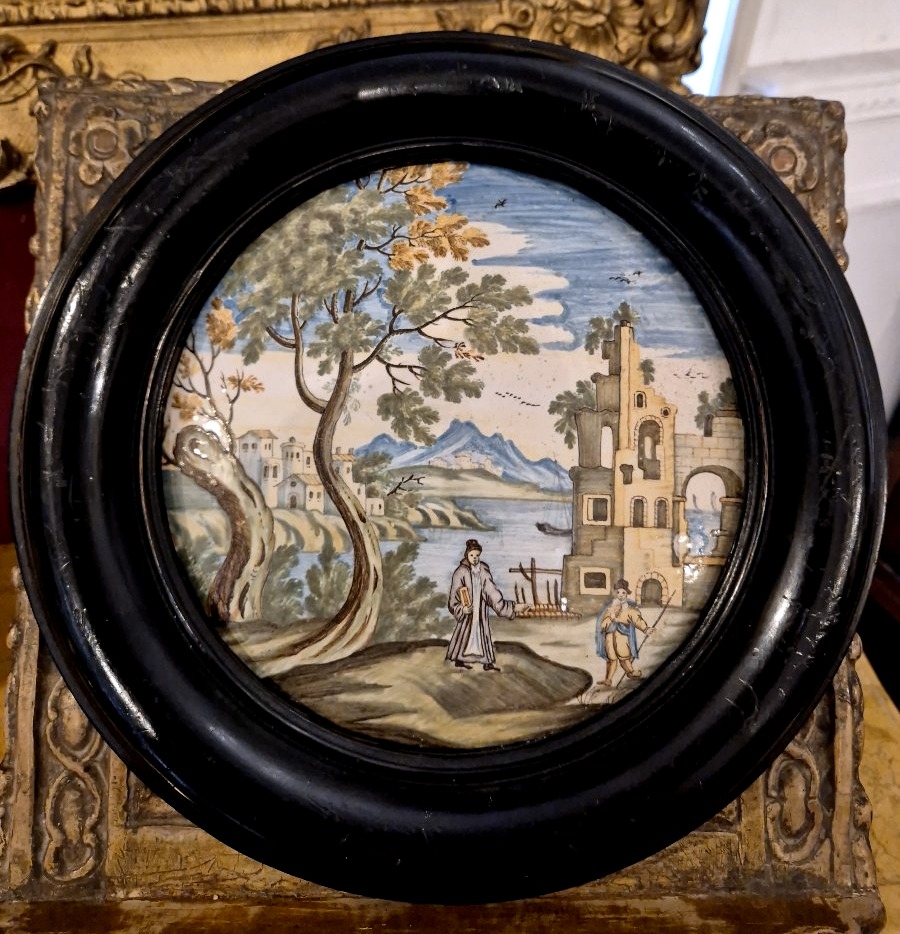 Placca maiolica Castelli XVIII secolo  