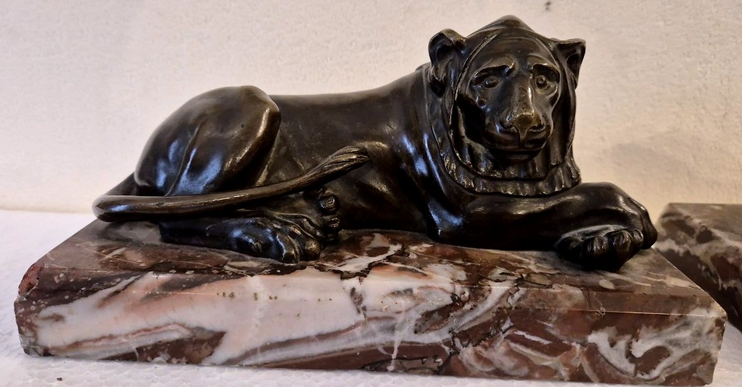 Coppia di leoni in bronzo Grand TourThomas Hope Luigi Valadier XIX secolo-photo-2