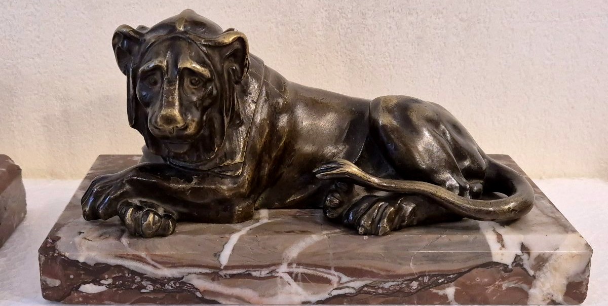 Coppia di leoni in bronzo Grand TourThomas Hope Luigi Valadier XIX secolo-photo-2