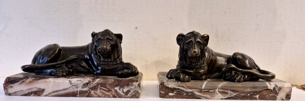 Coppia di leoni in bronzo Grand TourThomas Hope Luigi Valadier XIX secolo