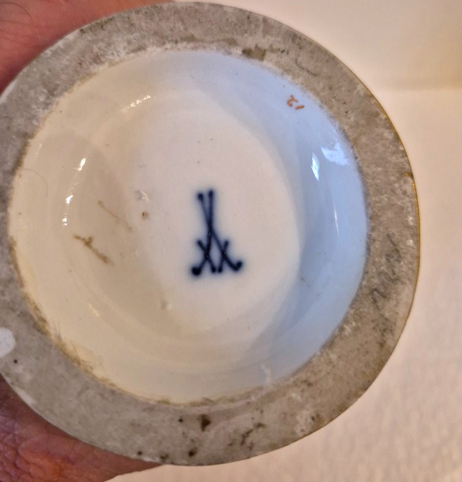 Due figure porcellana Meissen XIX secolo donna con cane-photo-3