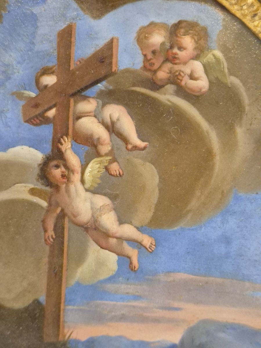 Scuola bolognese XVII secolo Maddalena penitente olio su rame-photo-3