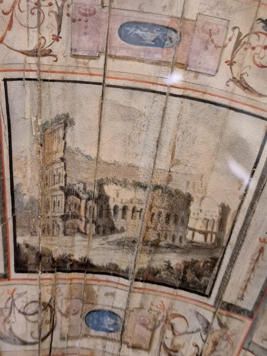 Ventaglio Grand Tour Roma neoclassico XVIII secolo-photo-4