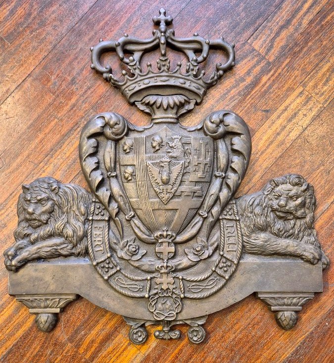 Stemma in bronzo casa Savoia Umberto I XIX secolo