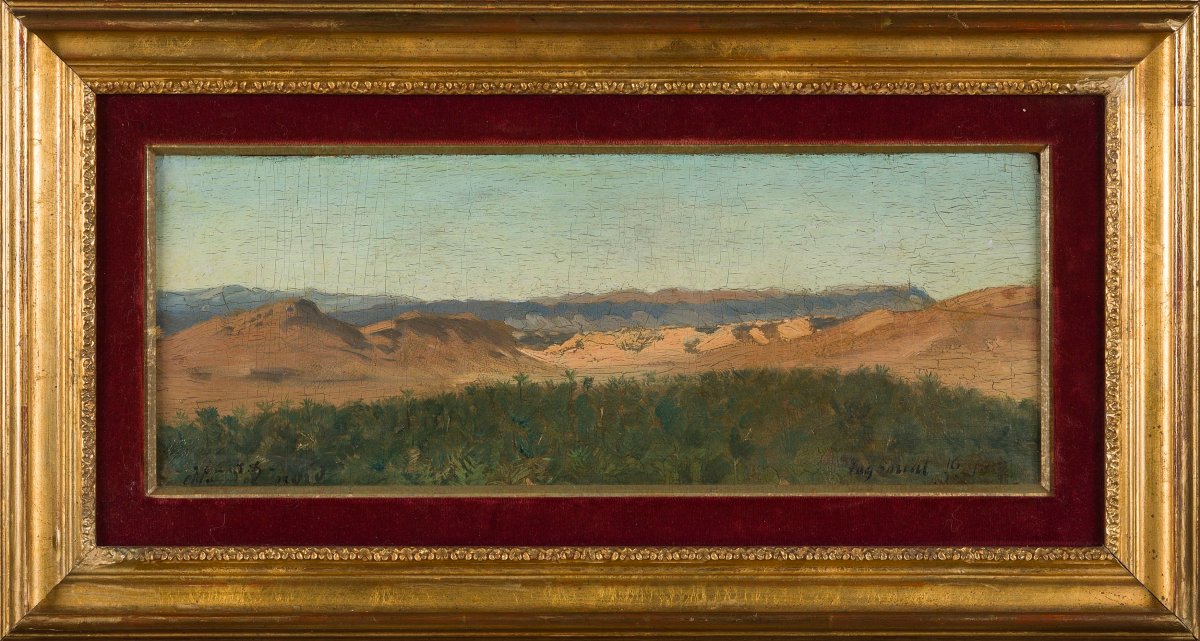 Scuola orientalista francese Eugène Fromentin Oasi algerina XIX secolo 