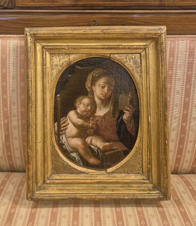 Madonna leggente con bambino , dipinto Roma XVIII Secolo 