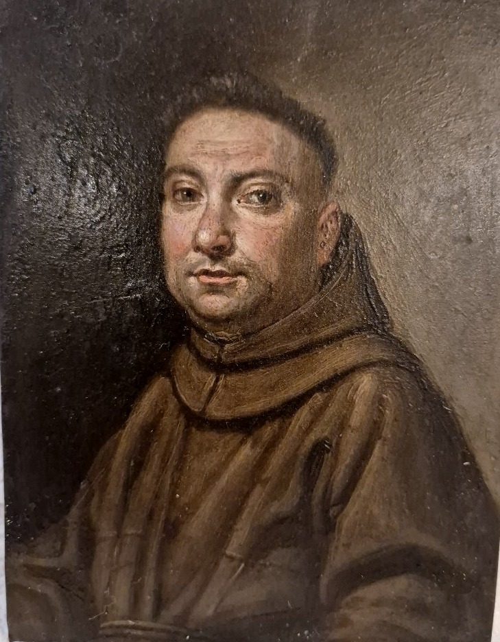 Olio su rame Monaco scuola bolognese XVII secolo 