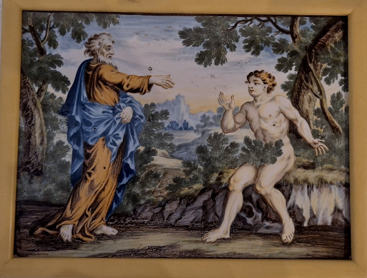 Placca in maiolica Castelli XVIII secolo -photo-2