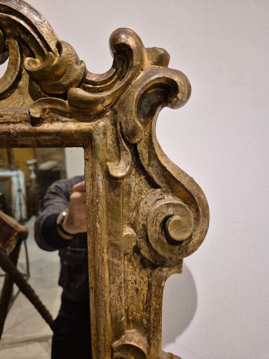 Specchiera , legno intagliato ed argentato, Italia XVIII Secolo-photo-2