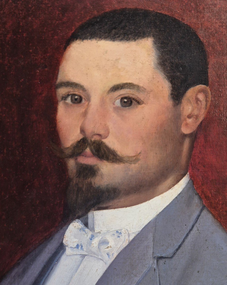 Ritratto di uomo con Papillon , Dipinto, Francia XIX Secolo-photo-2