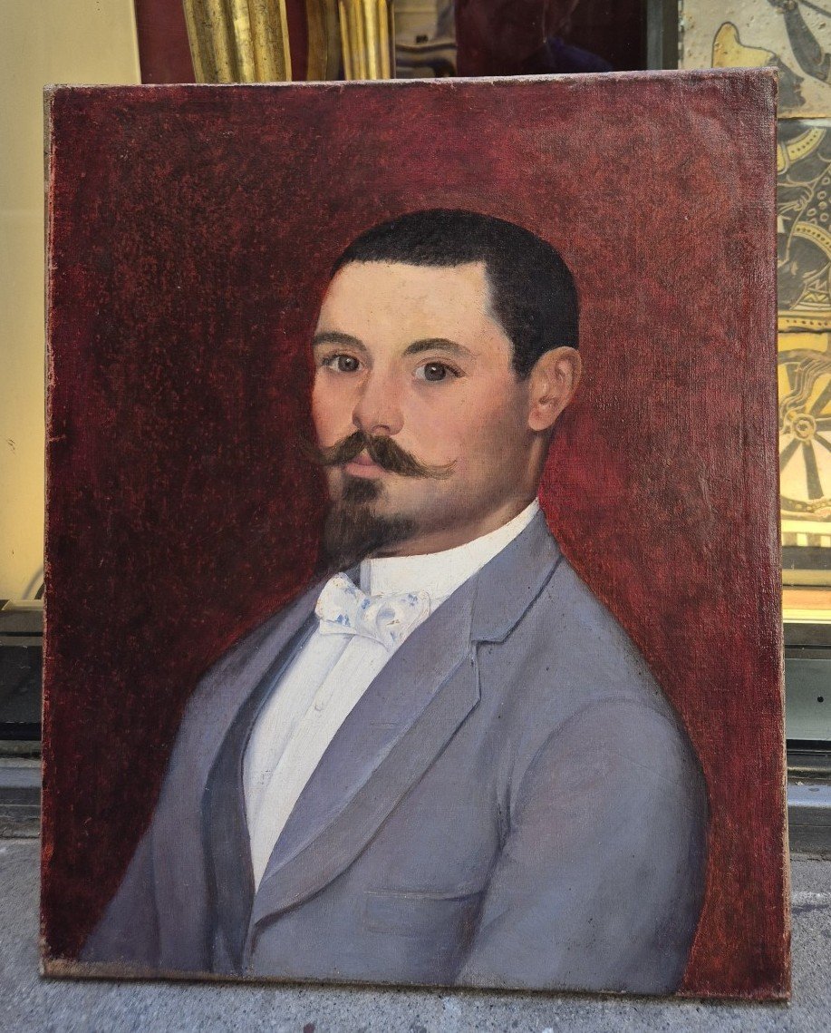 Ritratto di uomo con Papillon , Dipinto, Francia XIX Secolo-photo-4