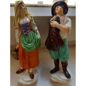 coppia di figure in porcellana Napoli manifattura Ferdinando IV