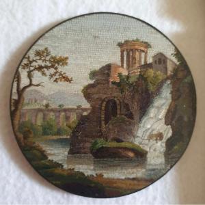 Placchetta in micromosaico cascate di Tivoli Roma XVIII secolo