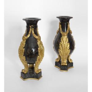 coppia di vasi in marmo e bronzo , Russia inixi XIX Secolo
