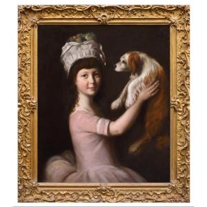 Ritratto di Joanna Tregore Jackson, con un cane , Dipinto di John Opie UK XVIII Secolo 