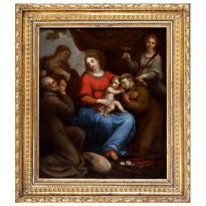 Madonna con Bambino e Santi/Samaritana al pozzo, Dipinto double-face Italia -Bologna XVII Secol